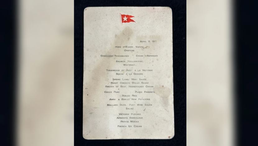 Rare Titanic first-class menu up for auction sheds 2