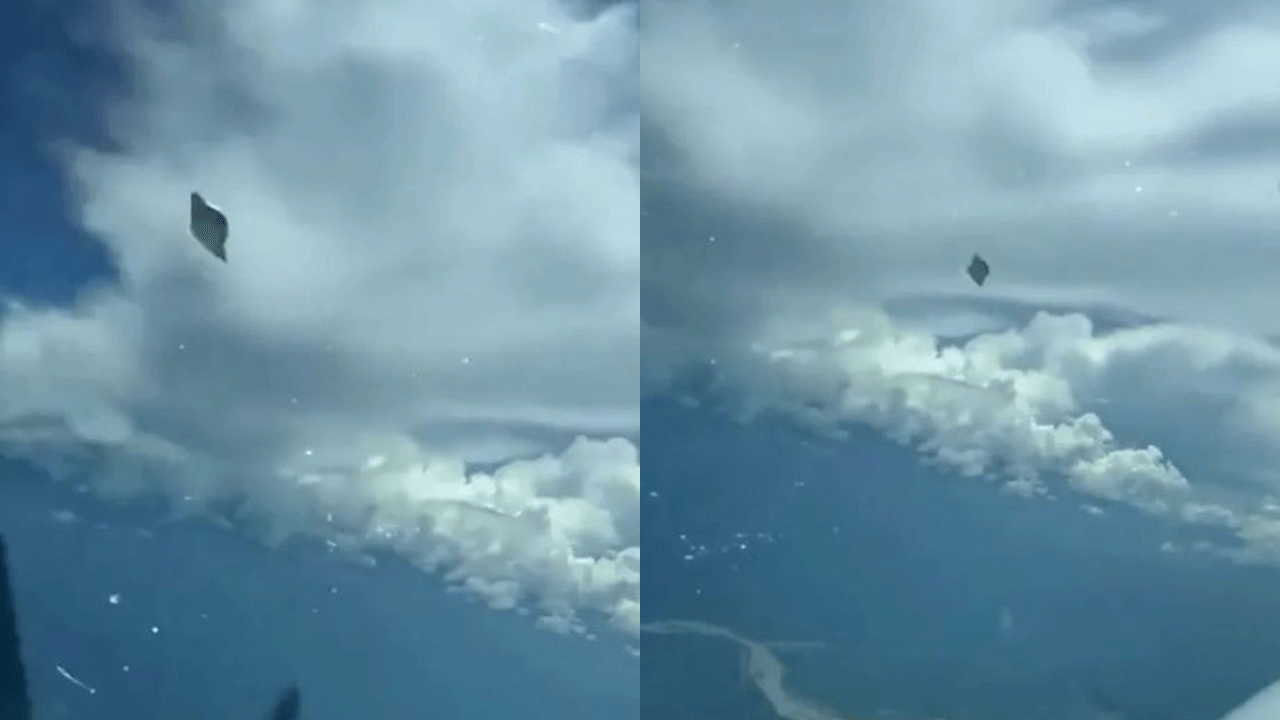 UFO footage: Fly saucer soaring ‘belly-out’ captured by pilot from the cockpit of the plane 