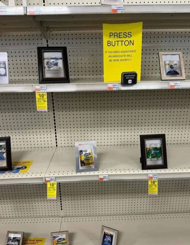 CVS in Washington DC replaces shelves of toilet paper with framed photos of products amid out-of-control crime 1