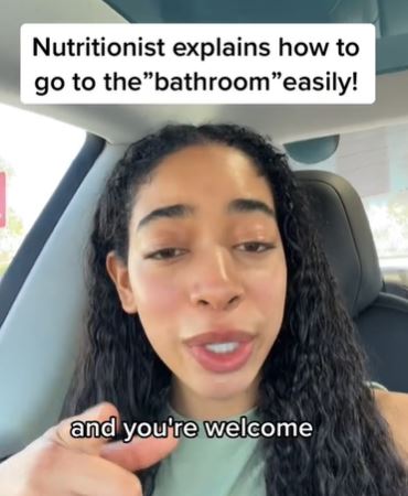 The nutritionist explains how to go to the bathroom easily. Image Credits: @thevanessairene/Tiktok
