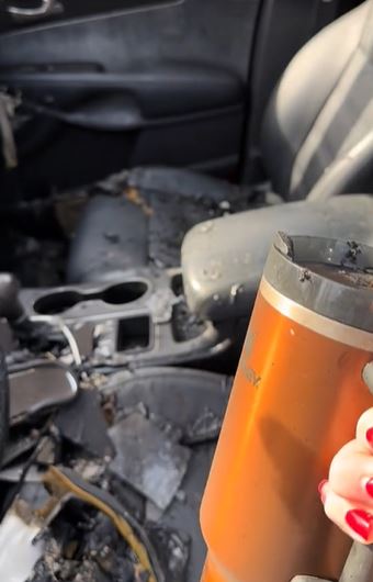 Woman stunned after spotting Stanley Travel Mug survive car fire; company offers to replace vehicle 4