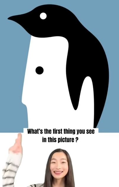 The image depicts both a man and a penguin, and what you notice first in this picture can unveil insights into your personality. Image: @Mia Yilin/Tik Tok