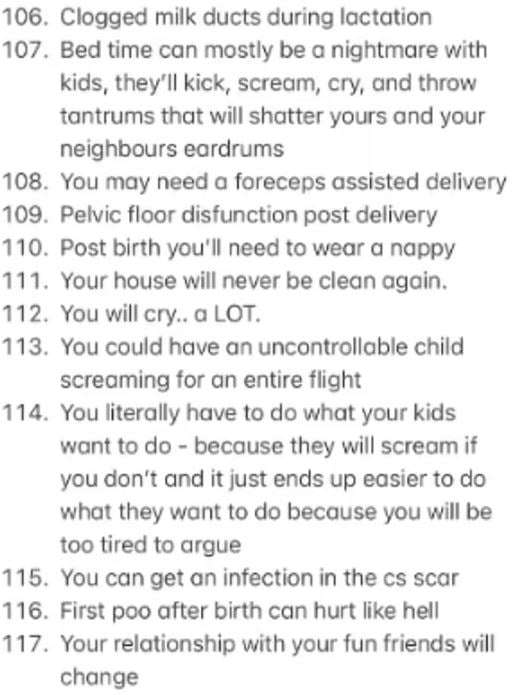 Young model sparks debate after revealing a list 117 reasons not to have kids 10