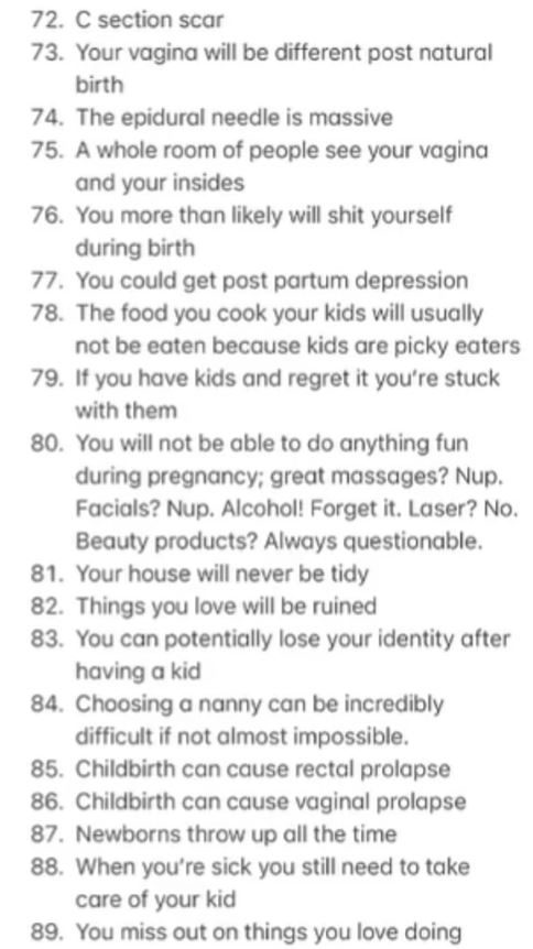 Young model sparks debate after revealing a list 117 reasons not to have kids 8