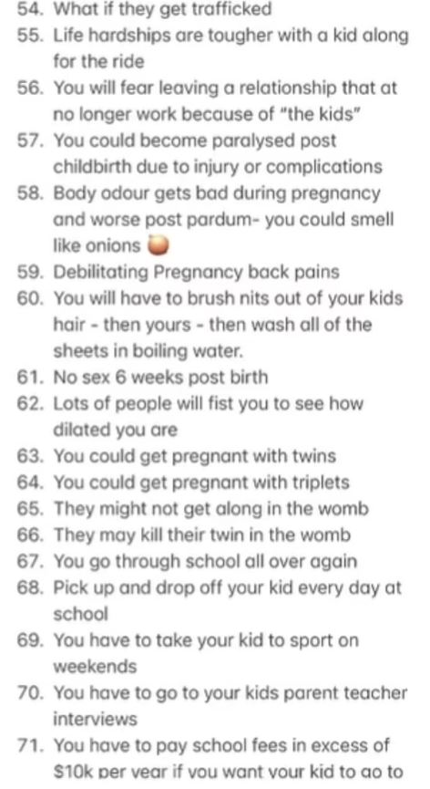 Young model sparks debate after revealing a list 117 reasons not to have kids 7