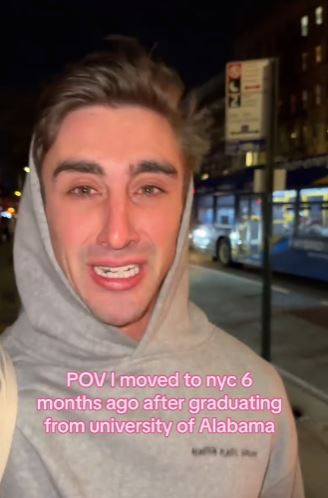 This video is from the perspective of a young graduate who moves to a big city and claims it 'isn't like the movies at all'. Image Credits: TikTok bentonmcclintock