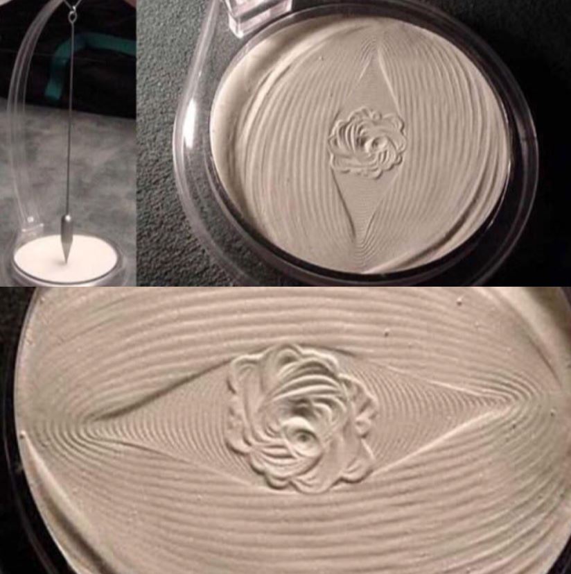 After an earthquake rattled the store, the store owner noticed that a sand pendulum had created a mysterious rose. Image Credits: @u/empathetichedgehog/Reddit