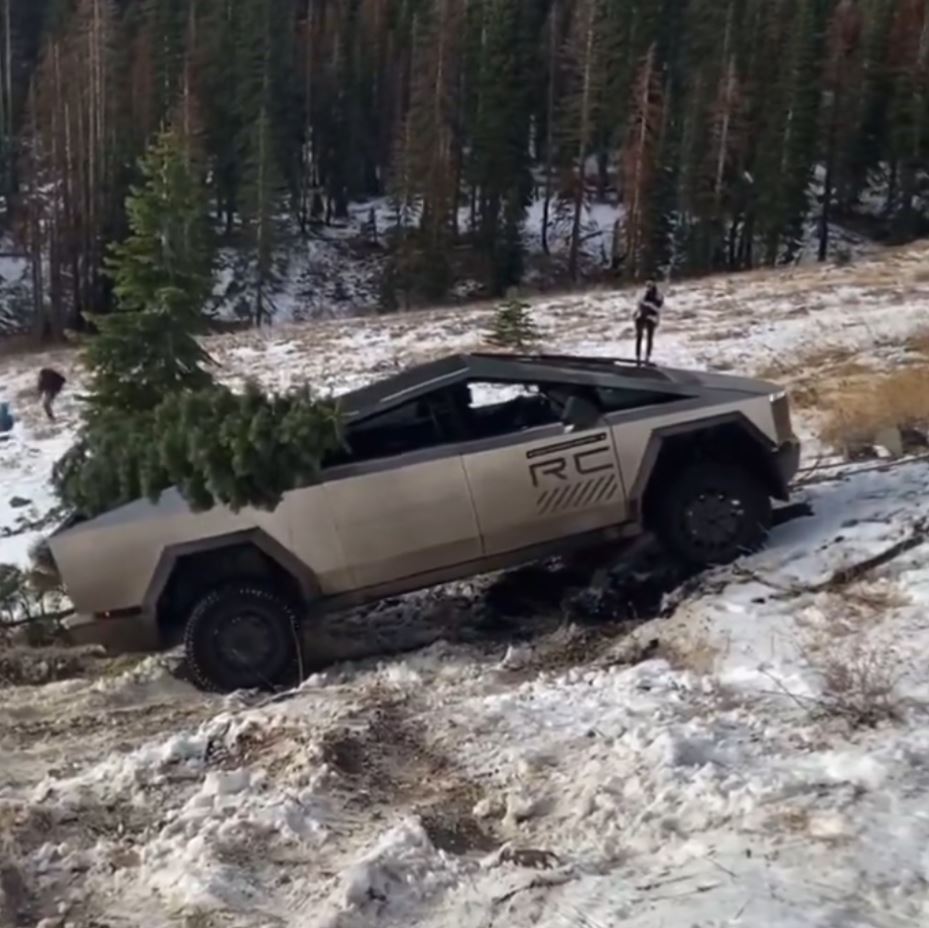 Tesla is receiving backlash after its Cybertruck got stuck on a snowy embankment. Image Credits: Twitter