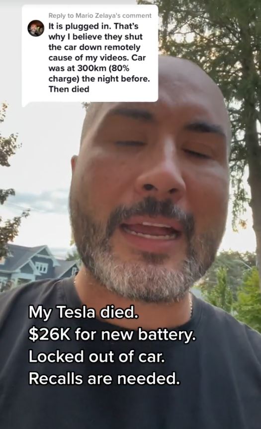 Furious Tesla owner 'locked out of car until he pays $26,000 for a new battery