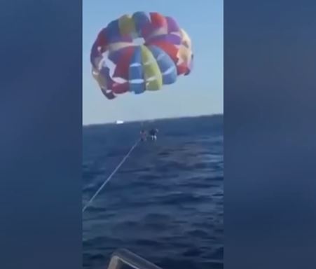 Camera captures moment shark leaps from ocean and attacks paraglider 1