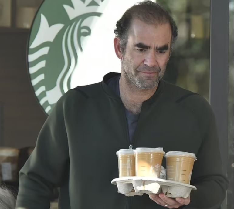 Pete Sampras leaves fans stunned with a different look as he is seen grabbing Starbucks coffee 4