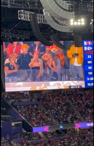 Crowd goes wild after spotting Taylor Swift chugging beer on jumbotron live at Super Bowl 3