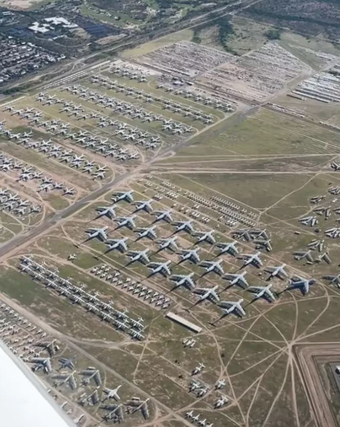 The boneyard contains thousands of aircraft that have been previously used around the world. Image credit: Youtube