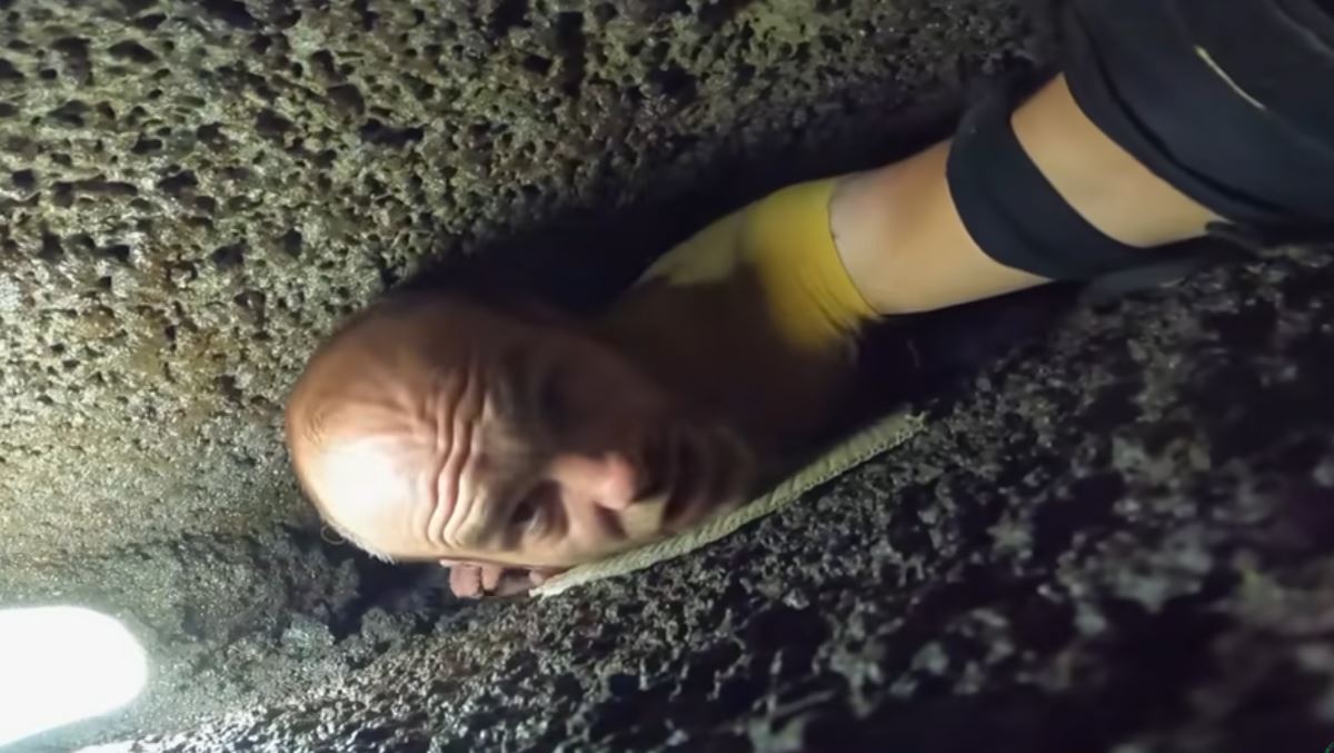 Man films himself getting stuck in a very tight cave 5