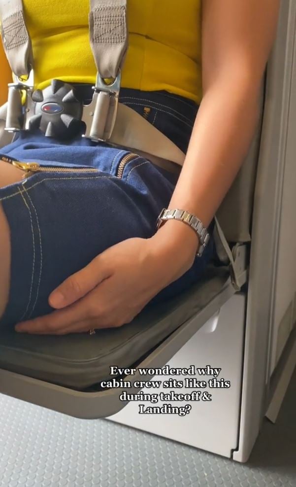 Why cabin crew sit on their hands during takeoff and landing: Flight attendant explained 2