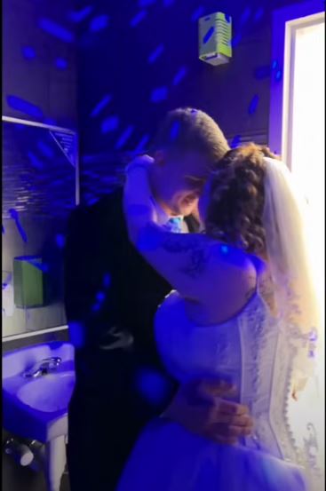 Stunned couple marries in gas station restroom next to the men's urinals 4