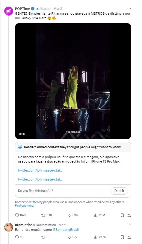 Man criticized Samsung after filming 'mind-blowing' footage of Rihanna’s performance at a billionaire's wedding 1
