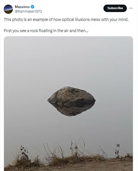 People are baffled after witnessing a ‘rock floating in air’ image 1