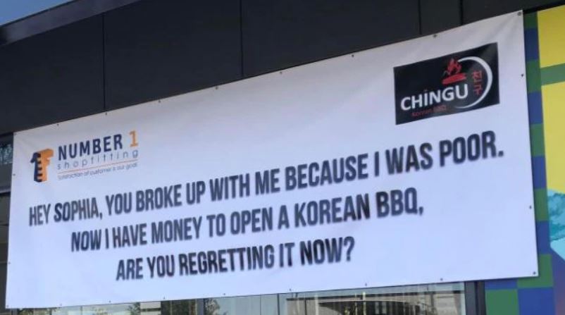Restaurant owner's revenge sign before opening goes viral on social media 1