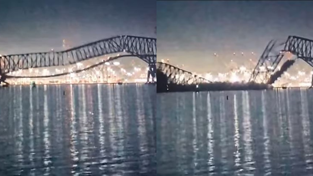  CCTV footage reveals cargo ship leaking smoke and 'losing power' before hitting bridge 2