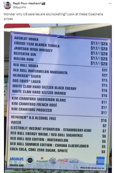  People slammed over how much food and drink costs at Coachella 5