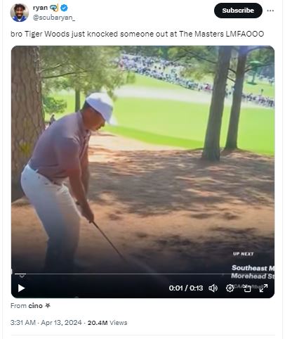Tiger Woods' Errant Shot 'knocks someone out' at the Masters 2