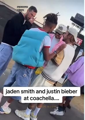  Justin Bieber kisses Jaden Smith at Coachella in Sweet Encounter 1