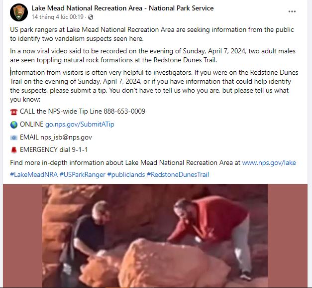 Tourist destroy 'beautiful' rock formation at National Park 1