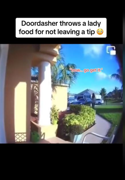 The video quickly went viral, prompting criticism of the driver's actions.  Image Credit: TikTok / @dashdropfood