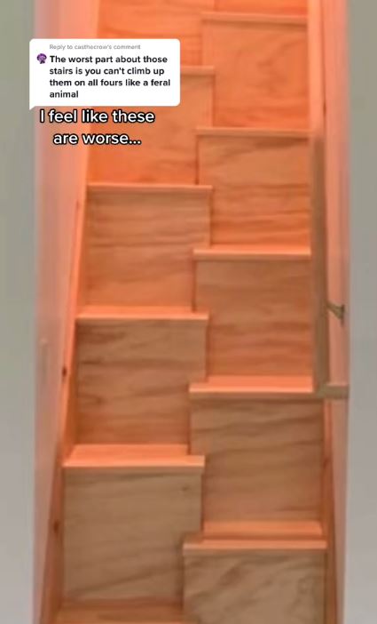 Witches' stairs, a unique design feature, gained attention on TikTok. Image Credits: @itsthatrealestatechick/TikTok