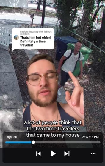 TikTok flooded with debate on alleged time traveler caught in shed. Image Credits: TikTok/ @alecschaal