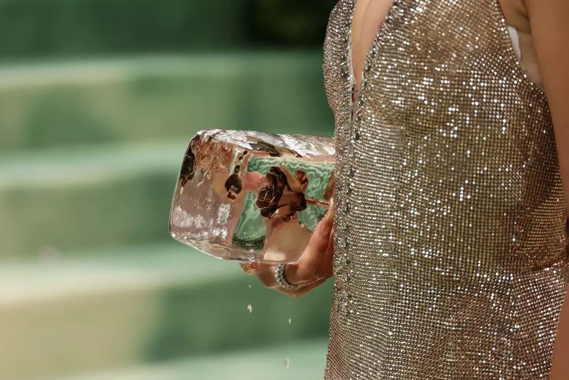 She revealed the meaning behind her icy clutch, interpreting the theme of the event. Image Credits: Getty