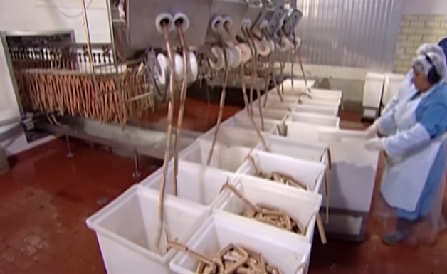 The hot dog manufacturing process continues at an astonishing pace, leaving viewers shocked. Image Credits:  Discovery UK
