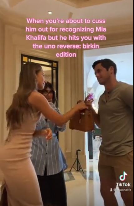 Mariella’s husband apologized by buying a Birkin bag, worth around $6,380.  Image Credits: TikTok/@lyamariella