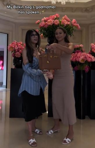 The TikToker's husband bought a Birkin bag for his wife after spotting Khalifa.  Image Credits: TikTok/@lyamariella