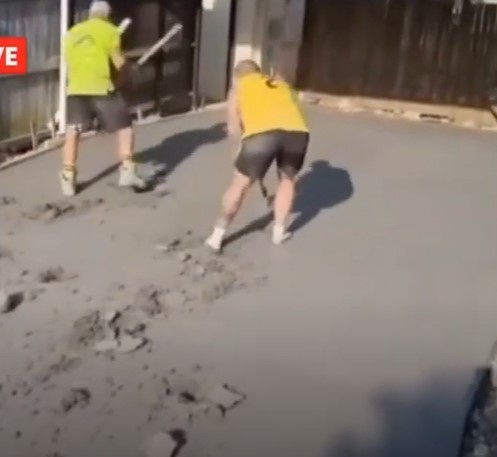 Crowe expressed his frustration in a viral video showing the driveway's destruction. Image Credit: 7NEWS