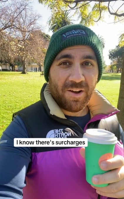 Critics found the 15% increase excessive for a cappuccino. Image Credits: @thebearded86/Tiktok