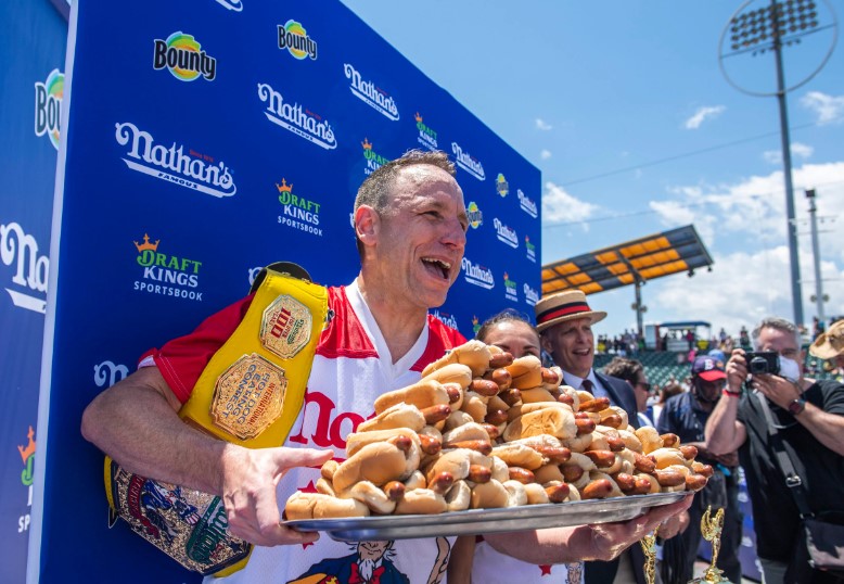 Joey Chestnut banned from Nathan's hot dog eating contest for promoting vegan meat brandThe Nathan's Famous contest is an annual event held on Independence Day in Brooklyn.  Image Credits: Getty