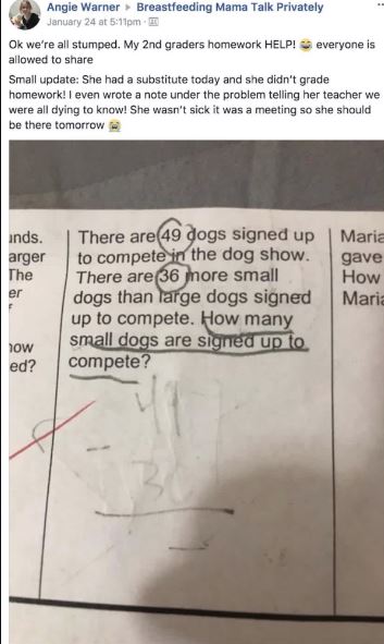 Mom leaves people stunned after sharing second-grade math homework that puzzling adults 1