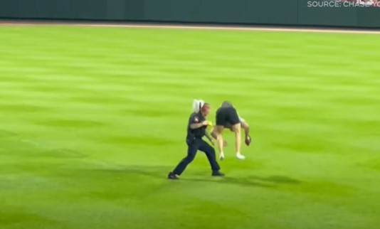 Security intervened with a taser, halting his escape. Image Credits: Twitter