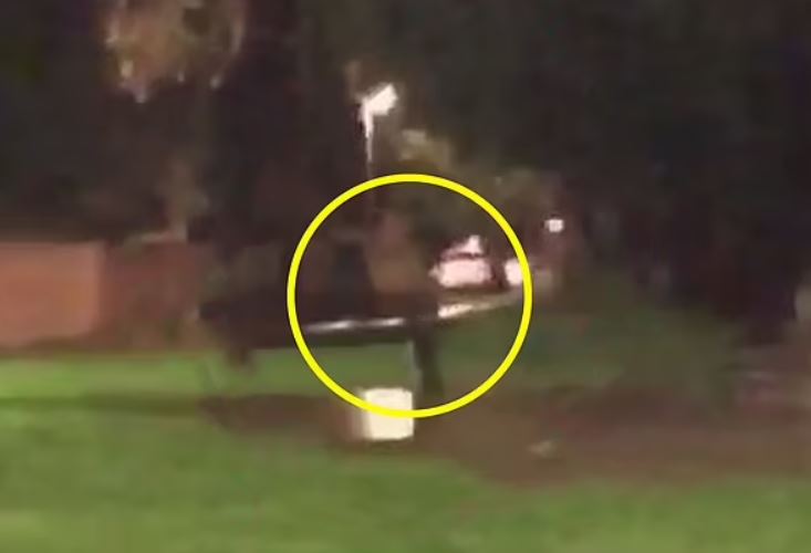 Josh Newton and George Moore captured the ghostly figure while filming a war memorial.  Image Credits: Kennedy News and Media