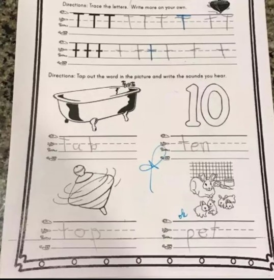 Social media reacts to confusing kindergarten homework, causing frustration and confusion among parents. Image Credits: Facebook