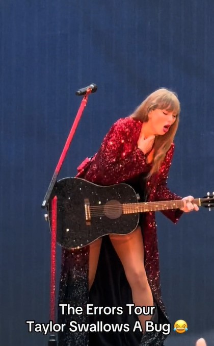 Taylor Swift swallows bug onstage during her Eras Tour concert 3