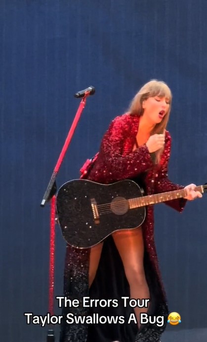 Taylor Swift swallows bug onstage during her Eras Tour concert 1