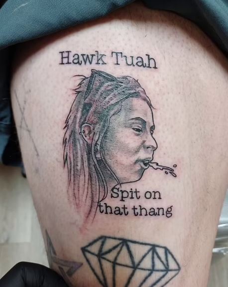Crazed fan gets tattoo Hawk Tuah Girl infamous moment on their leg 2