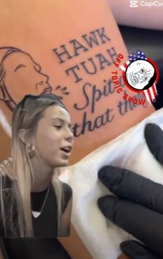 Crazed fan gets tattoo Hawk Tuah Girl infamous moment on their leg 3