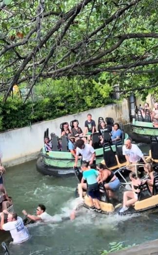Guests forced to jump into water during malfunction at the Six Flags Roaring Rapids Ride 5