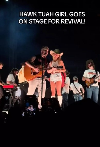 Hawk Tuah Girl's fame skyrockets after joining country music star Zach Bryan on stage in Nashville 5