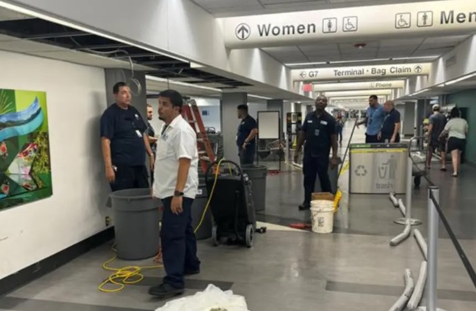 Despite its appearance, the liquid was non-hazardous, confirmed by airport officials.  Image Credits: Miami International Airport/X