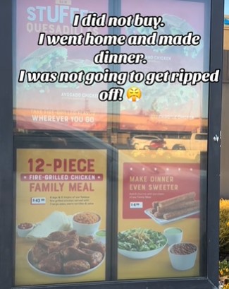 In a viral video, many viewers were stunned by the high El Pollo Loco drive-thru meal prices, sparking outrage. Image Credits: @josieherrera65/Tiktok